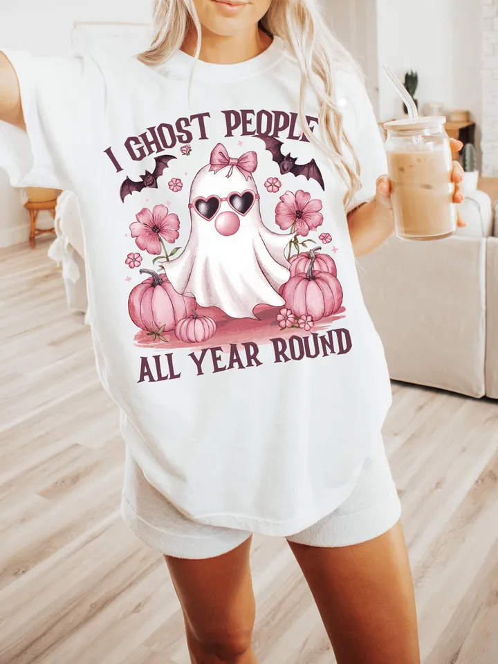 Cute Girly Ghost blowing bubble PNG Ghost People Png, Halloween Png, Cute Ghost,Retro Fall PNG Retro halloween Checkered Ghost bow png