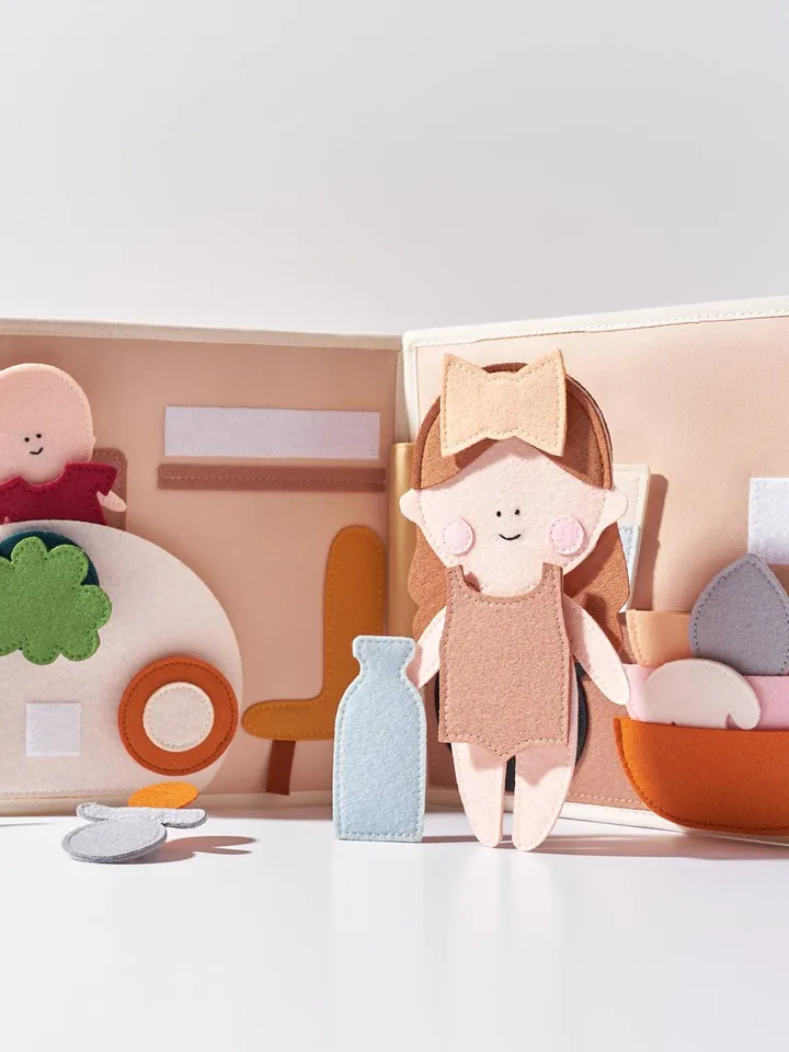quiet book doll house gift for baby girl personalized, gift for kid kinderkrama