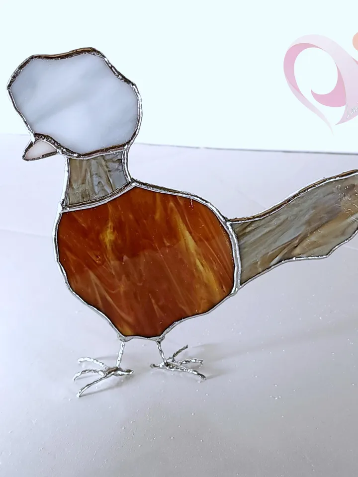 Stained Glass Chicken Suncatcher Cute Polish Hen Decor for Farmhouse Memorial Gift for Chicken Lover