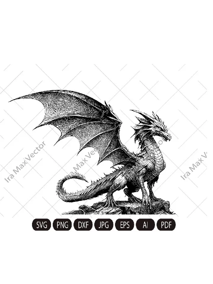 Dragon svg, Dragon detailed, Dragon Clipart, Dragon Vector, Chinese Dragon SVG, Fantasy Dragon SVG, Asian dragon Svg, Dragon Silhouette