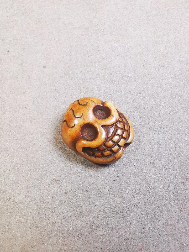 Gandhanra Handmade Tibetan Pendant Bead,Bone Carved Spacer Bead for Mala,Skull Sitavana Amulet Pendant