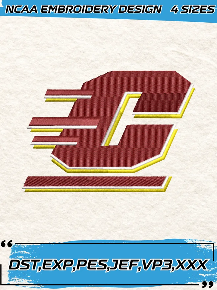 Central Michigan Chippewas Logos Embroidery Design,NCAA Logo Embroidery Design,Machine Embroidery Design File,4 Sizes, Digital Download