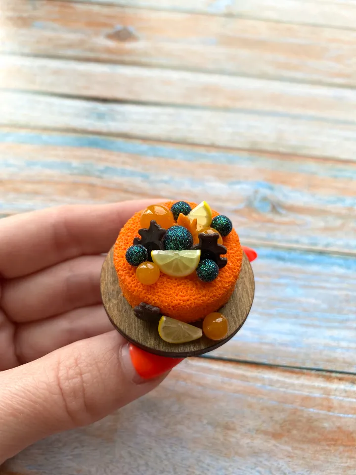 Miniature Halloween Cake with Polymer Clay for Dollhouse Souvenir