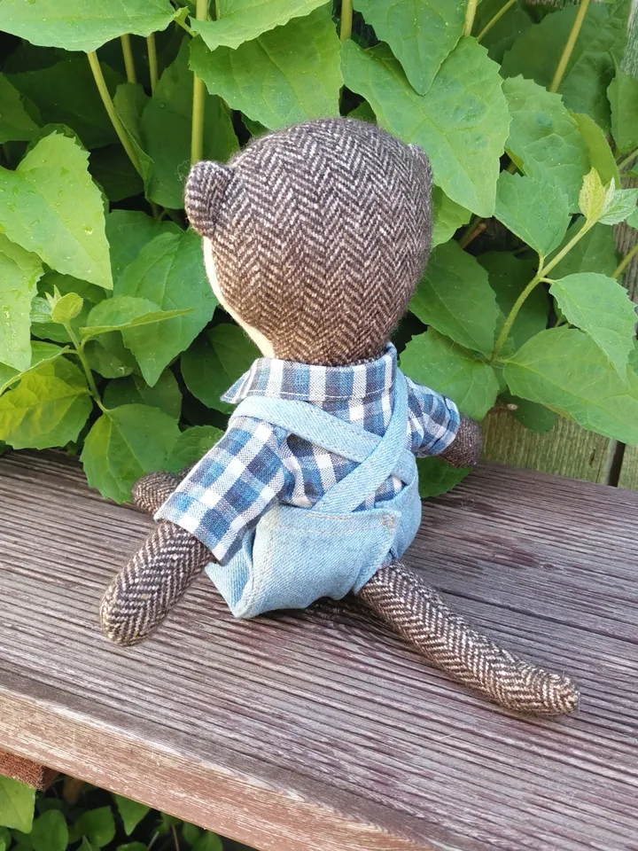 Beige otter boy, handmade plush toy, stuffed otter doll, textile animal toy
