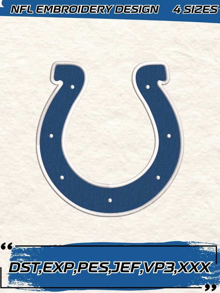 Indianapolis Colts Embroidery Design,NFL Logo Embroidery Design,Machine Embroidery Design File,4 Sizes, Digital Download