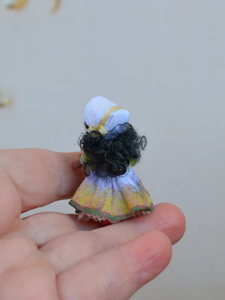 Miniature doll in 24th scales. Handmade doll toy. Miniature for dollhouse.