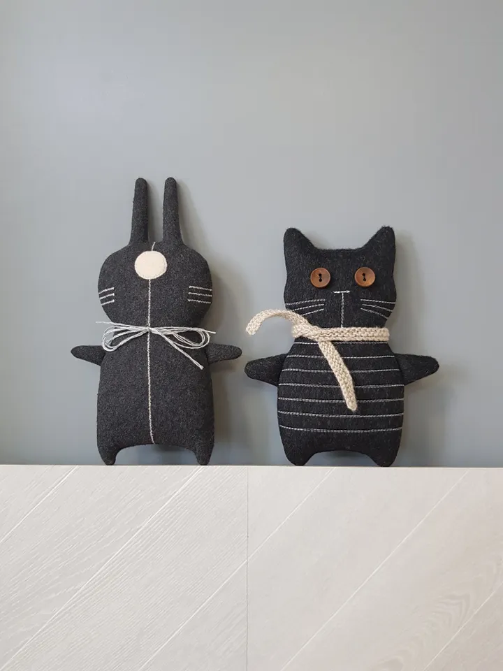 Black cat sewing pattern PDF, Halloween doll diy