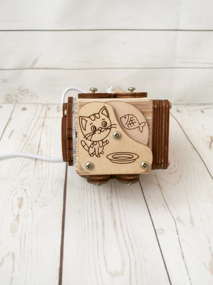 fidget toy - Busy cube - butterfly, wooden baby montessori toy for toddlers