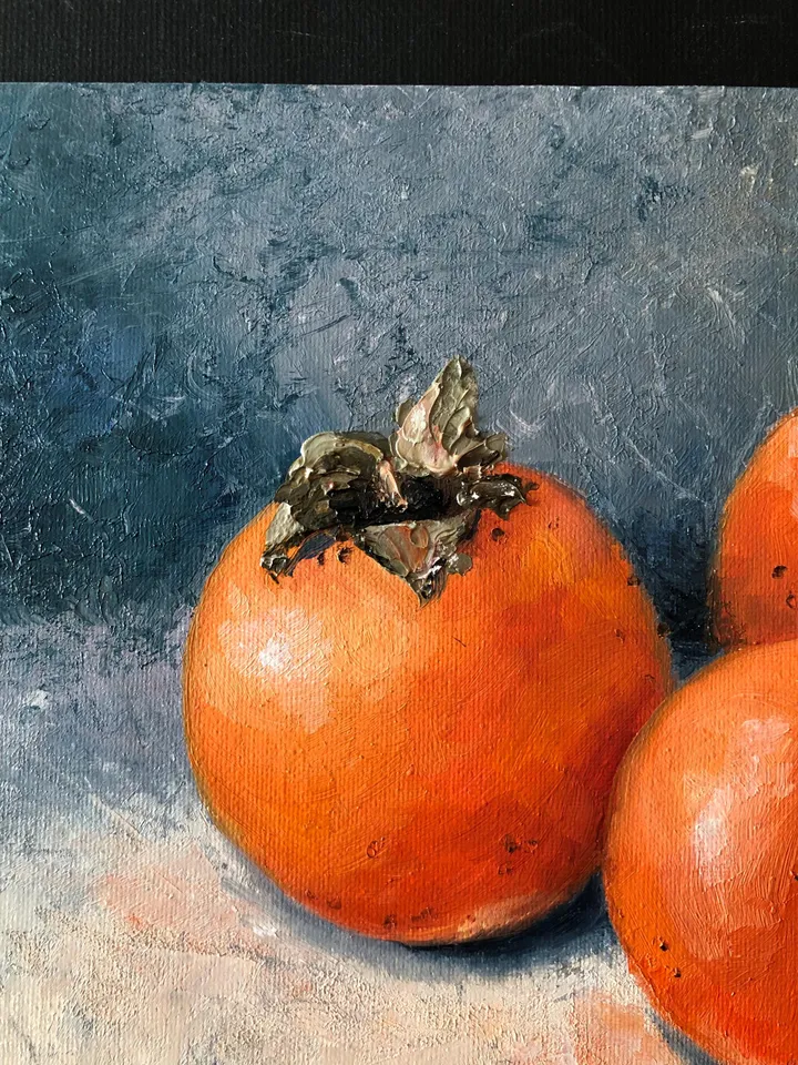 Still Life Original Painting Fruits Oil Painting Persimmons Wall Art