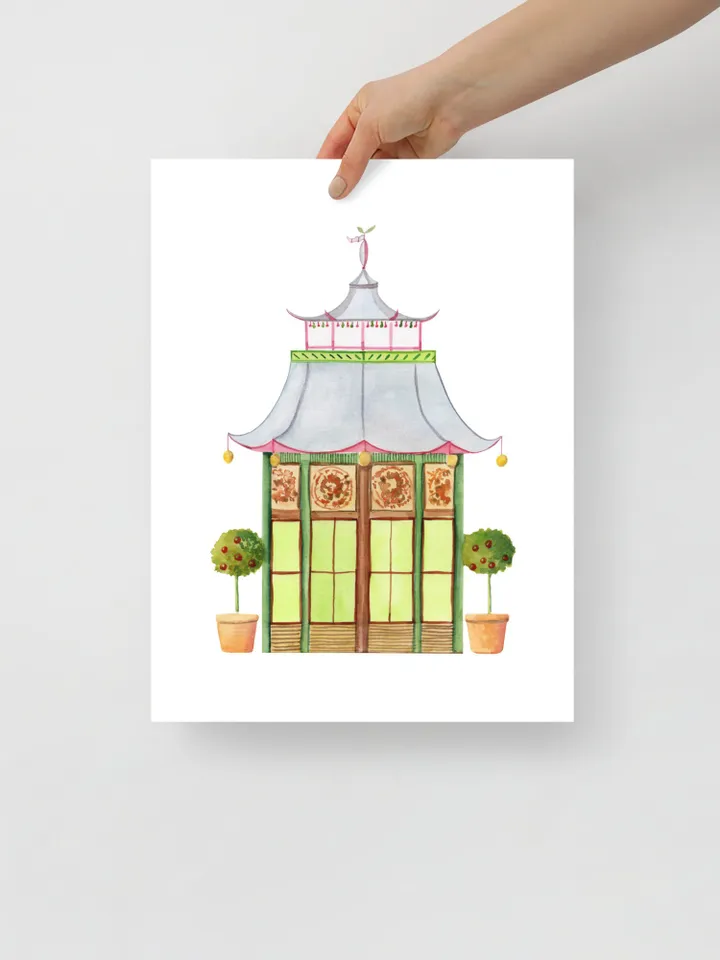 Pagoda Chinoiserie Watercolor Painting Asian Print Architectural Grandmillennial Chinoiserie Chic Pagoda Picture Chinese Art Japanese Print