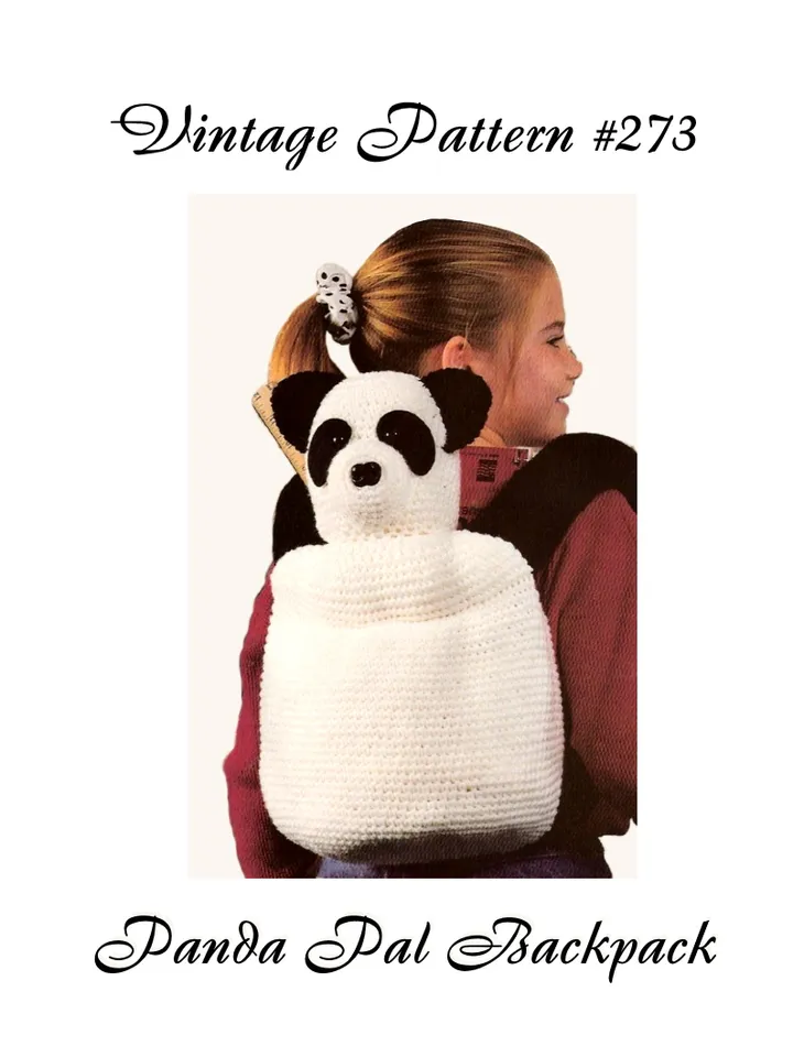 Panda Pal Backpack Vintage Crochet Pattern 273 PDF Crochet Toy