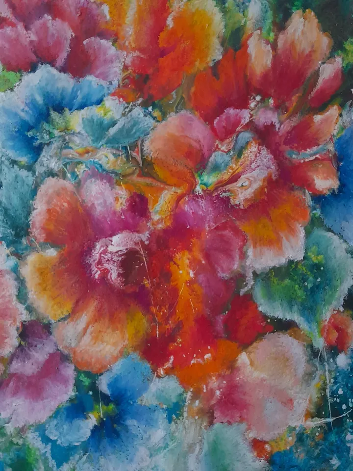 Oil Pastel Flowers Paintings Floral Heart