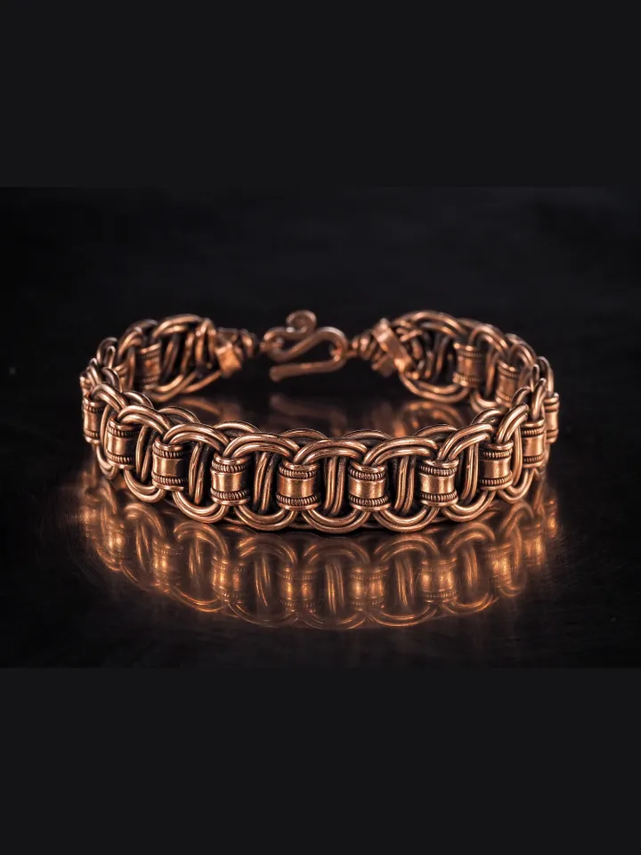 Woven copper wire bracelet Antique style handcrafted copper jewelry Unique gift