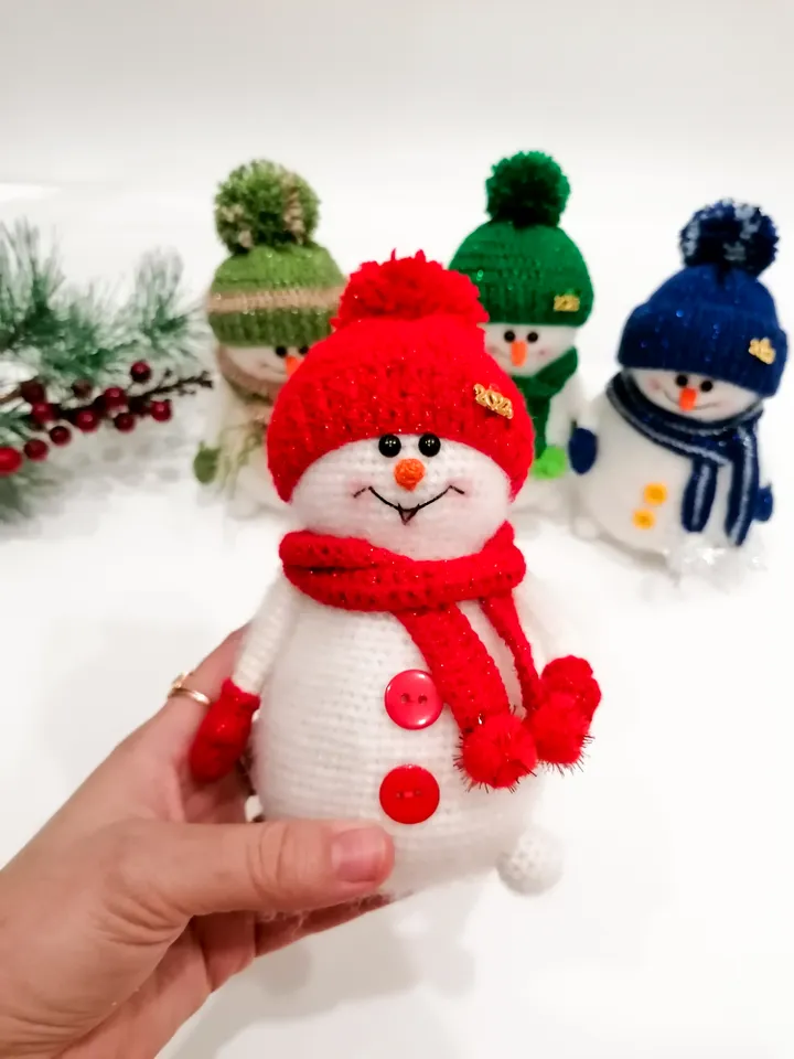 snowmen crocheted, handmade.