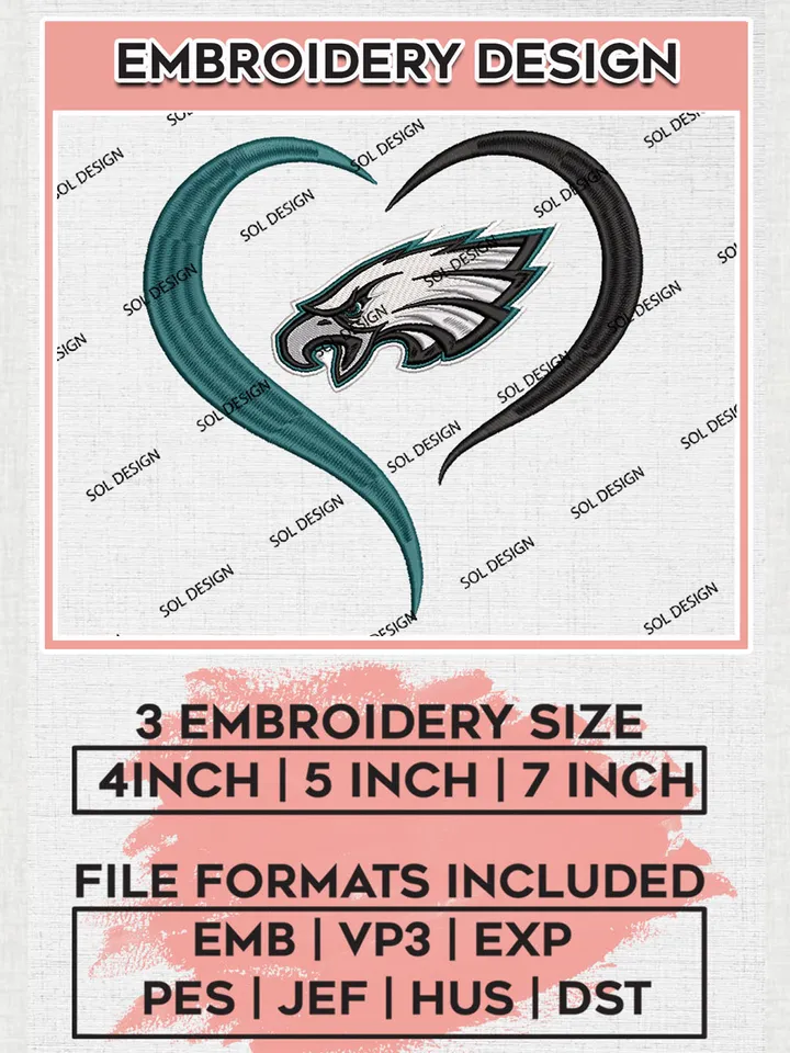 NFL Philadelphia Eagles Embroidery Designs, NFL Eagles, NFL Logo Embroidery Files, NFL Philadelphia Eagles Machine Embroidery Design, Digital Download