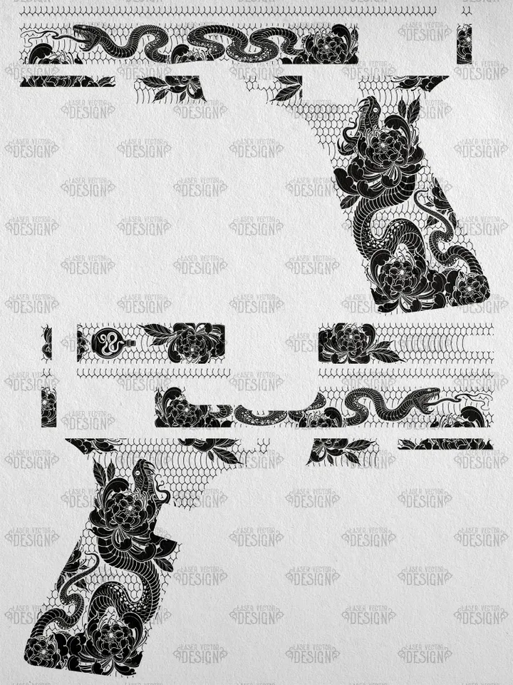 VECTOR DESIGN Glock 19 gen 3 Snake and flowers