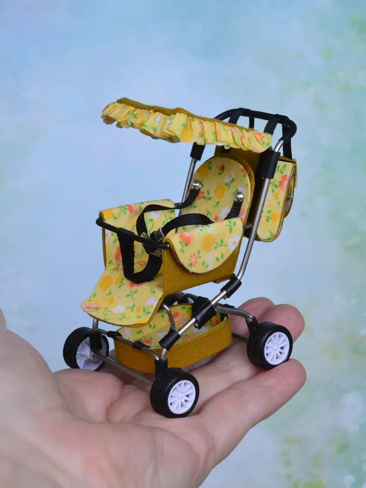 Miniature Baby Stroller 12th scale, Miniature for dollhouse