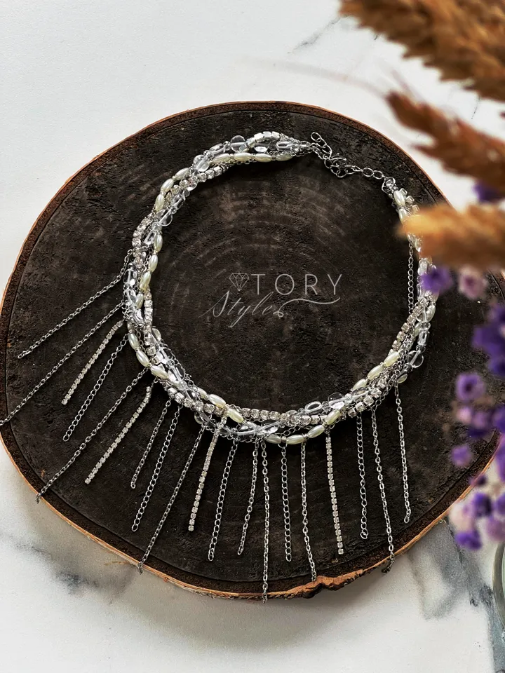 Chain necklace,layered necklace, grunge necklace, chain choker, Silver Choker, Layer Link necklace, Multi Strand necklace
