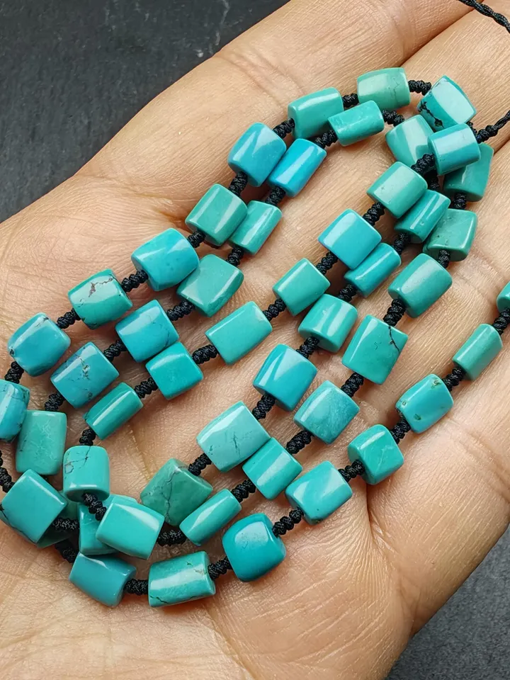 Authentic 6mm Turquoise Beads Necklace,Gandhanra Tibetan Jewelry Turquoise Necklace for Woman,34cm Length, Spiritual Gift