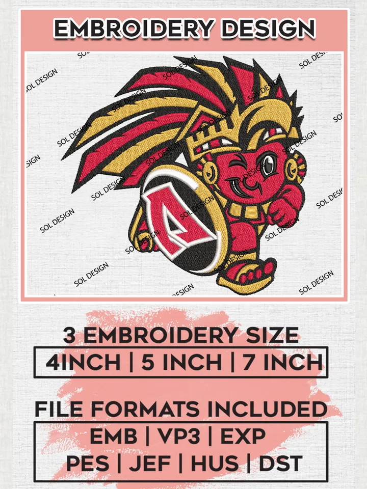 NCAA San Diego State Aztecs Team Head Mascot Logo Embroidery Design Files, NCAA San Diego State Aztecs Machine Embroidery, NCAA Teams, 3 sizes, NCAA Machine embroidery designs, Digital Download