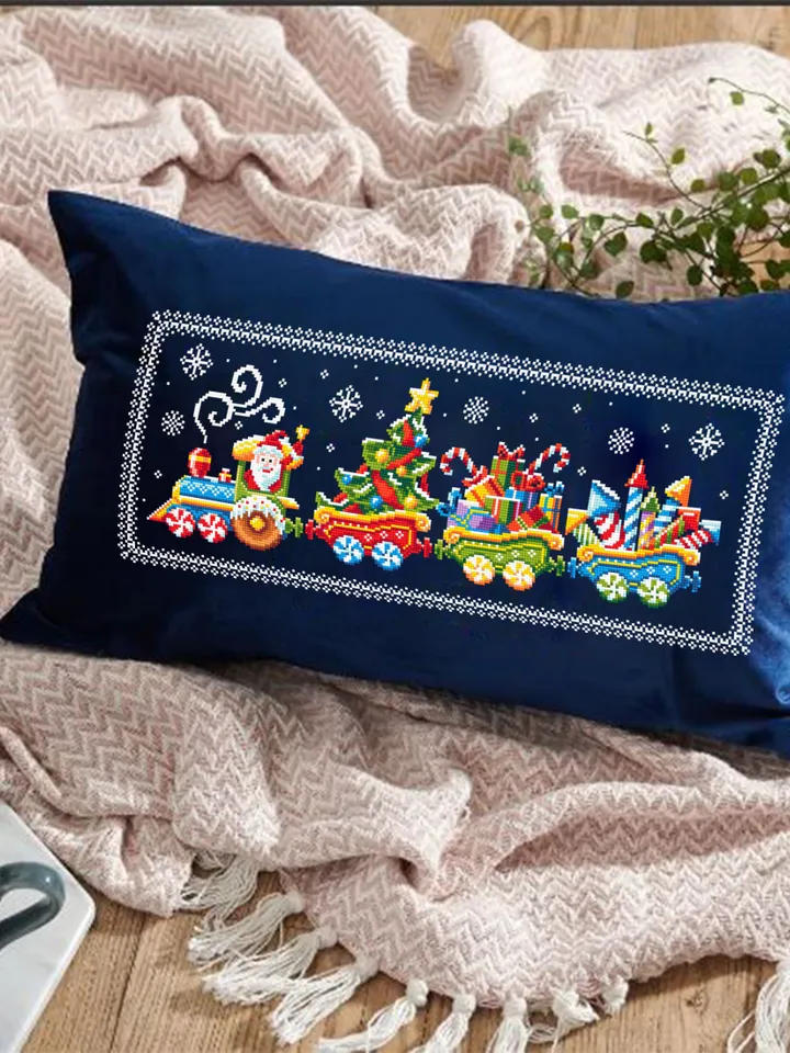 Christmas train cross stitch pattern PDF download Merry Christmas cross stitch, Winter holiday cross stitch chart, Santa train ornament #N96