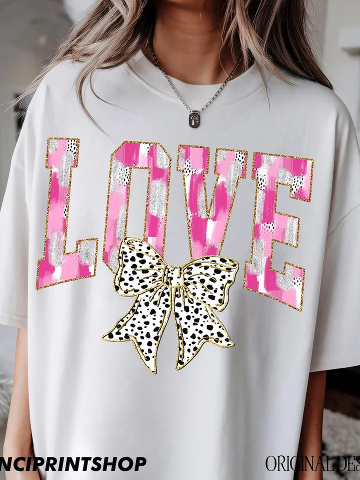 2 files, Love png, Coquette Bow Valentines png, Love Sublimation, Brushstroke Valentines png, Valentines Shirt Sublimation, Pink valentines