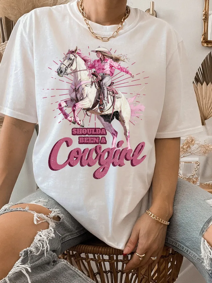 Shoulda Been A Cowgirl Bucking Horse | Western PNG Sublimation, Designs Downloads, PNG Clipart, Shirt Design, Sublimation Download