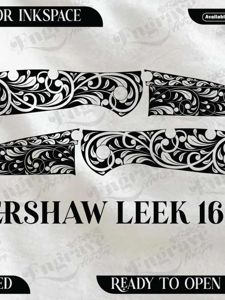 kershaw Leek 1660 Scrolling design,lasercut,laserengraving,fiberlaser,engravingfiles