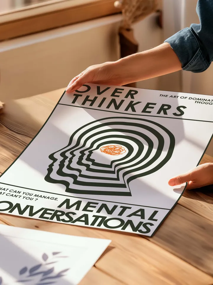 Overthinkers Wall Art Digital Print Retro Style Creativity Poster Eclectic Printable Artwork Trendy Room Decor Instant Download Green White