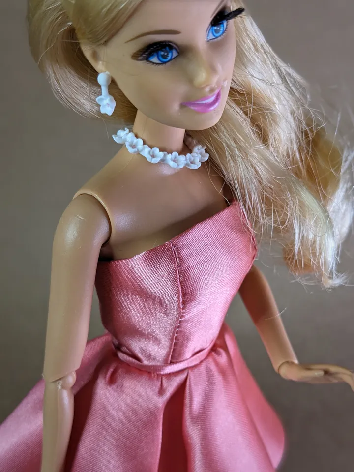 Handmade pink satin dress for 1/6 scale (11.5 Inch) girl doll