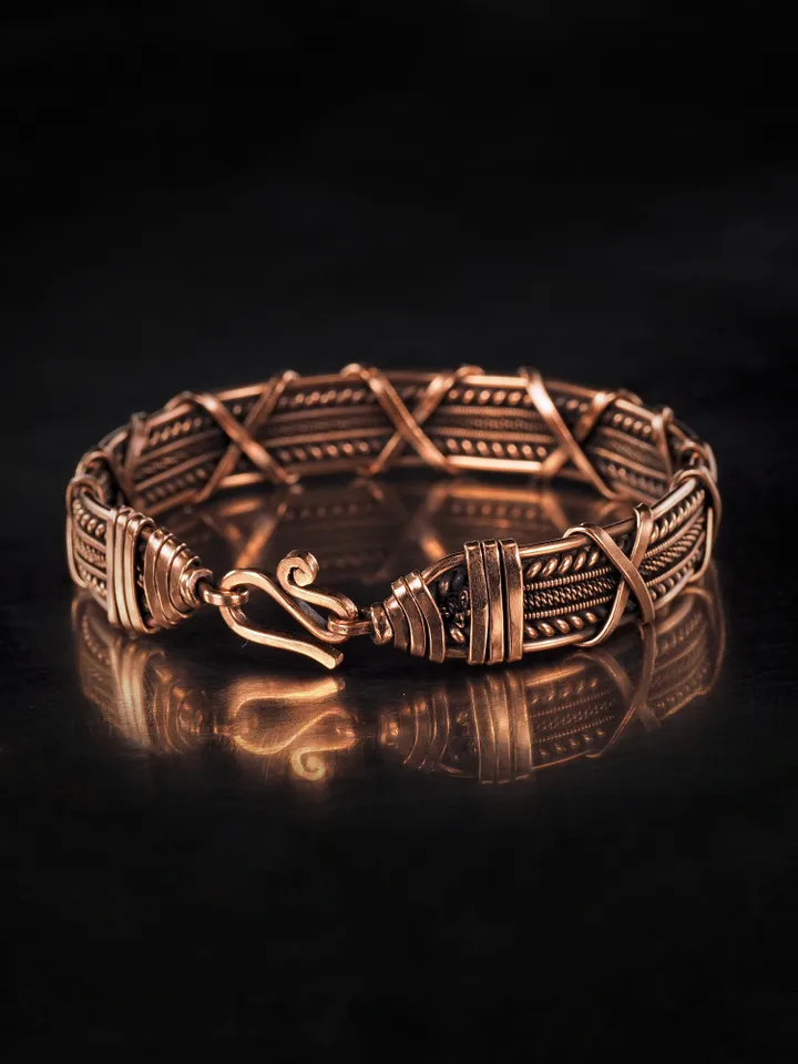 Woven copper wire bracelet Antique style handcrafted copper jewelry Unique gift