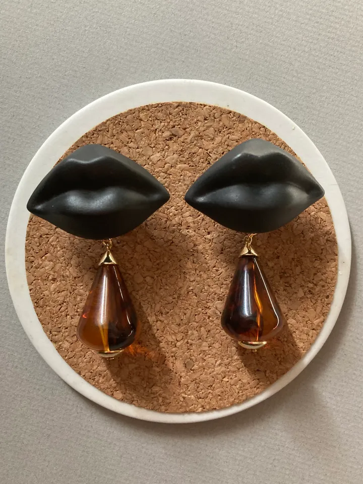 Earrings English biscuit porcelain