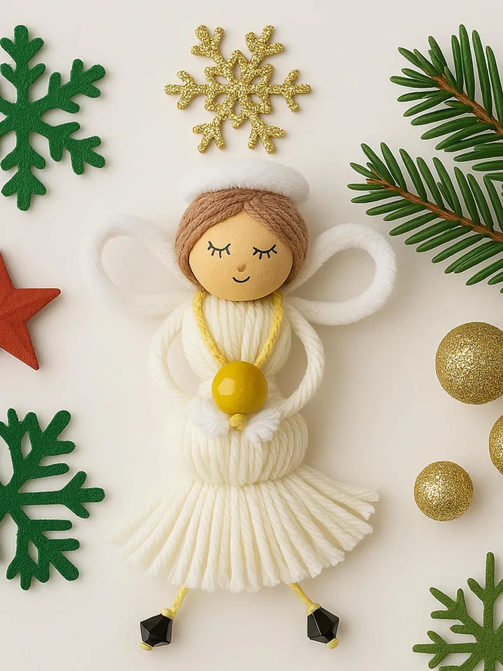 Handmade Yarn Angel Doll PDF Pattern, DIY Faith-Inspired Decoration, Christmas Ornament Craft, Spiritual Yarn Keepsake Design