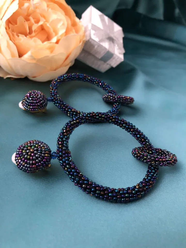Double Hoop Beaded Earrings