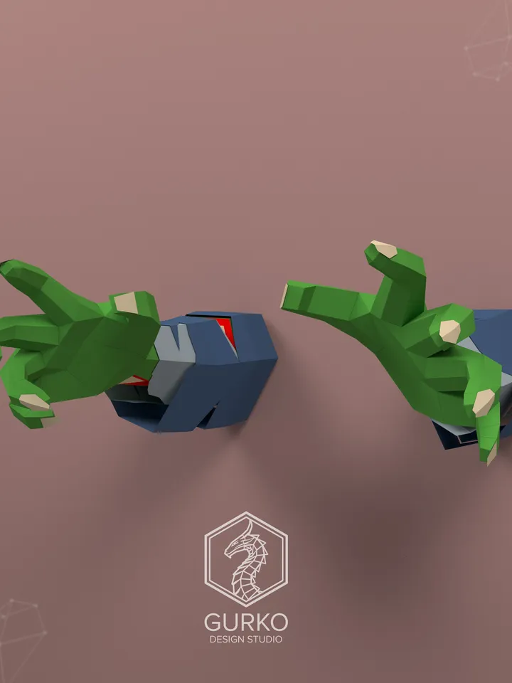 Zombie Hands Papercraft, Digital Template, PDF Download, Gurko, 3D Low Poly, Pepakura, DIY Origami Sculpture, Paper Decor, DIY Gift