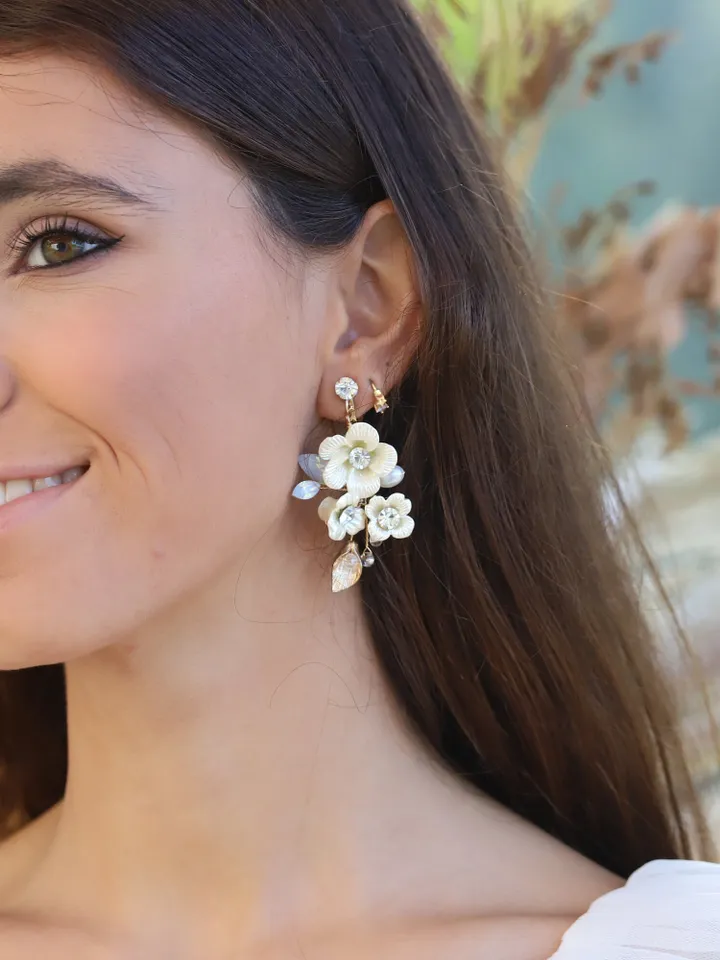 Porcelain Flower Wedding Earrings