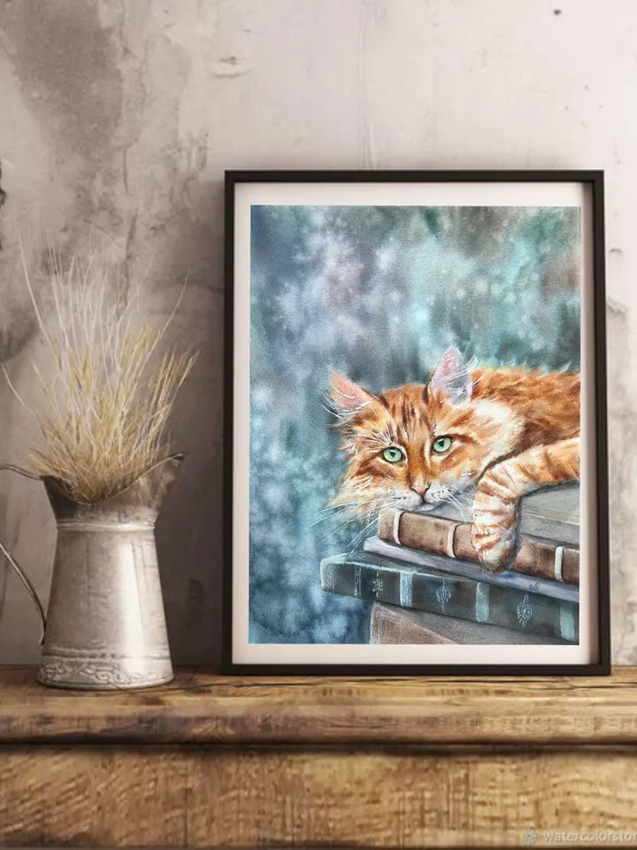 Cats Original Painting Animals Watercolor Painting Kitty Painting Cat Portrait