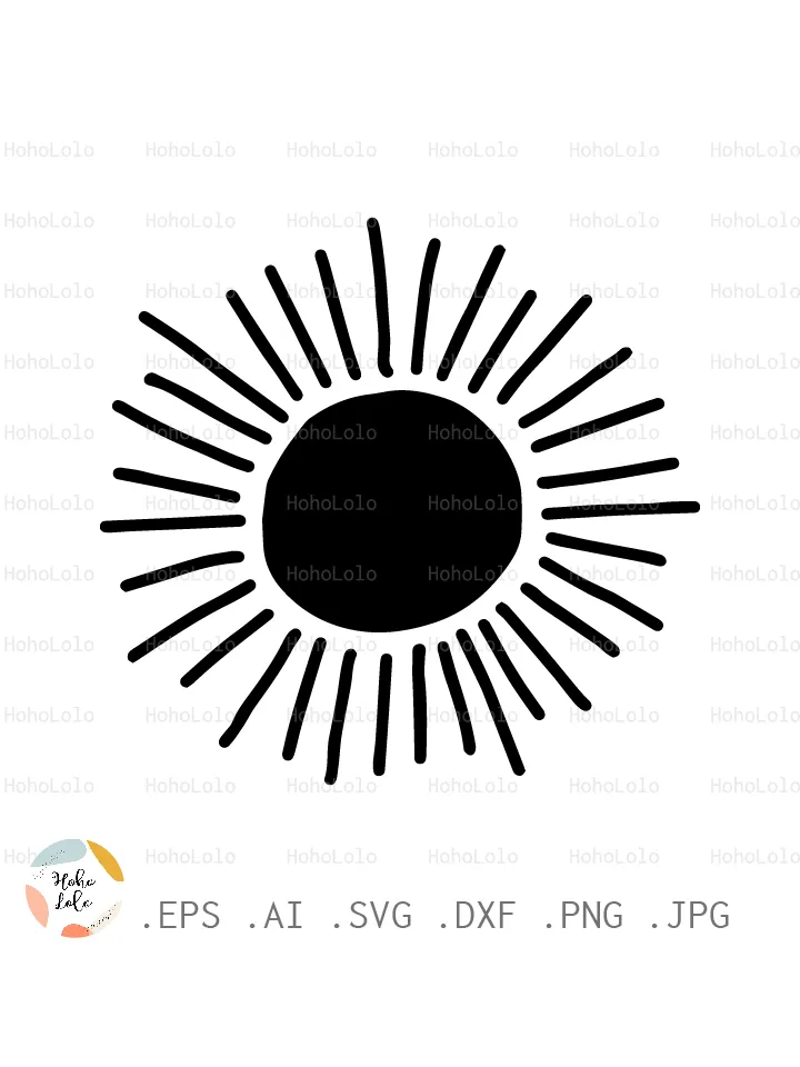 Sun Svg, Boho Sun, Sun Silhouette, Sun Cricut, Sun Clipart Png, Sun Stencil, Sun Template Dxf, Sun Decor