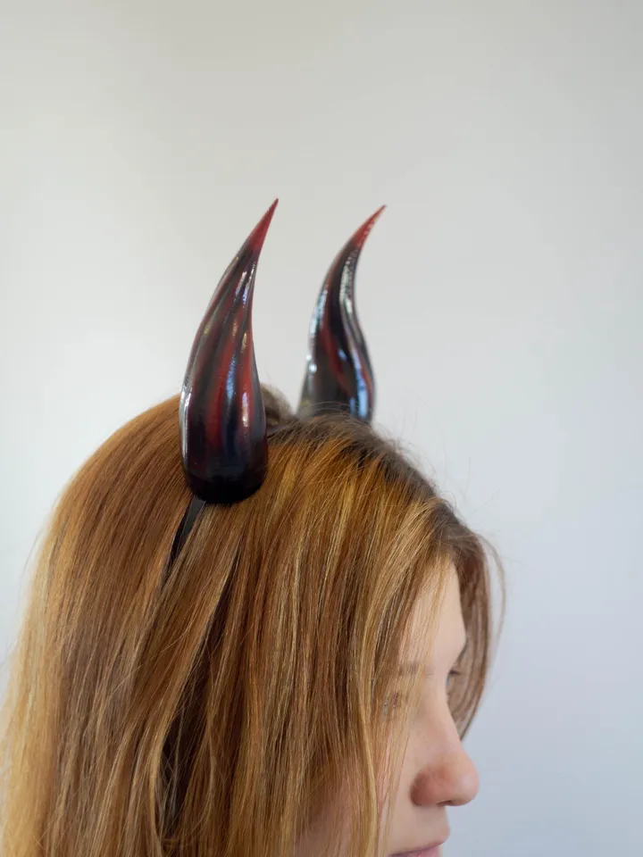 Small Devil Horns, Lightweight 3d Printed Headset Accessories, Realistic Fantasy Cosplay Red Demon Horns Headband for Halloween, Photoshoot