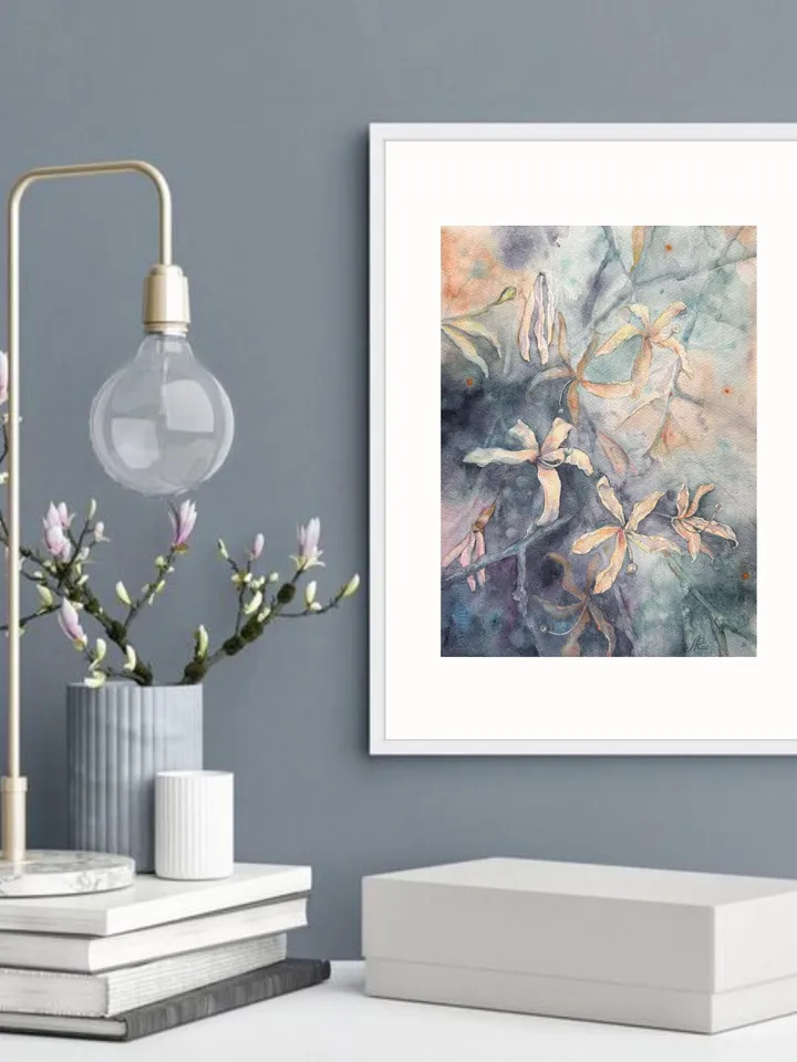 Flowers Original Painting Floral Watercolor Blooming Tree Painting