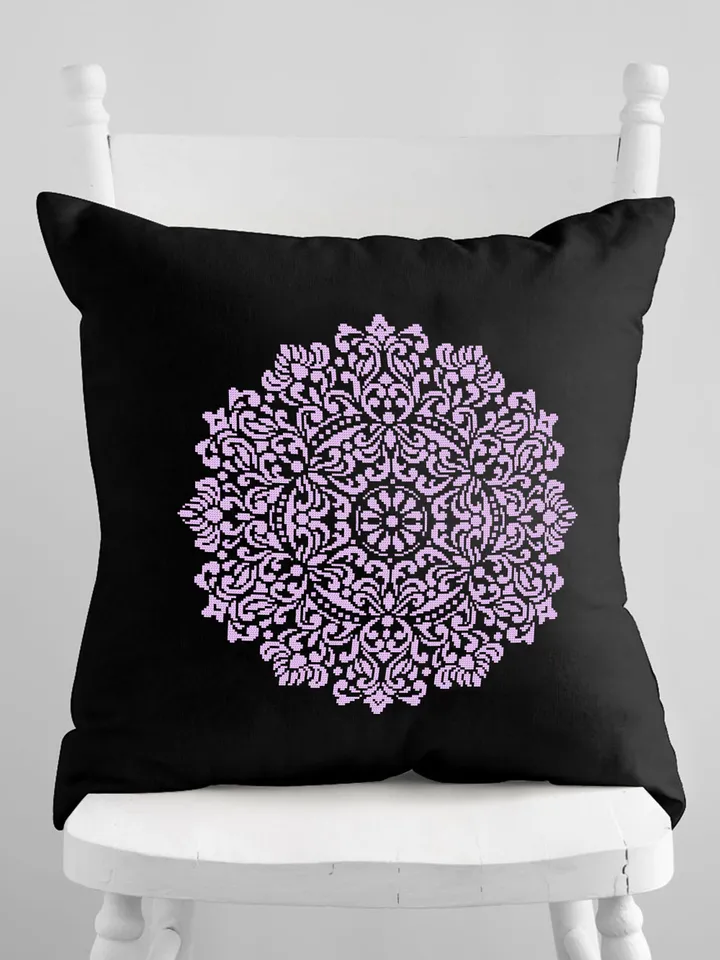 Flower mandala cross stitch pattern PDF download Monochrome cross stitch chart, Simple mandala pattern digital PDF, Mandala ornament #M259