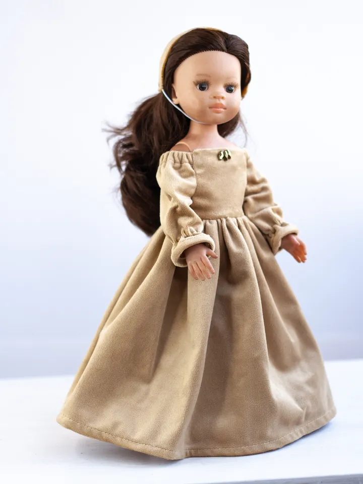 Paola Reina doll clothes, Little Darling by Dianna Effner dress, 13 inch dolls waist 13 - 14,5 cm, long doll dress