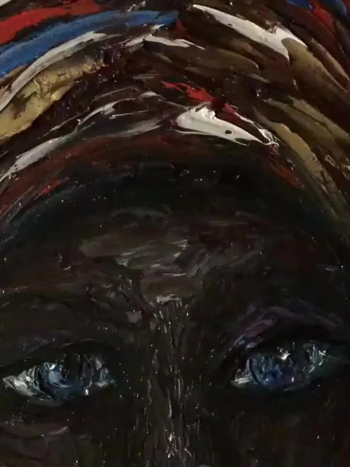 African girl original oil painting on stretched canvas,woman in a headscarf with earrings,,small gift,home decoration.