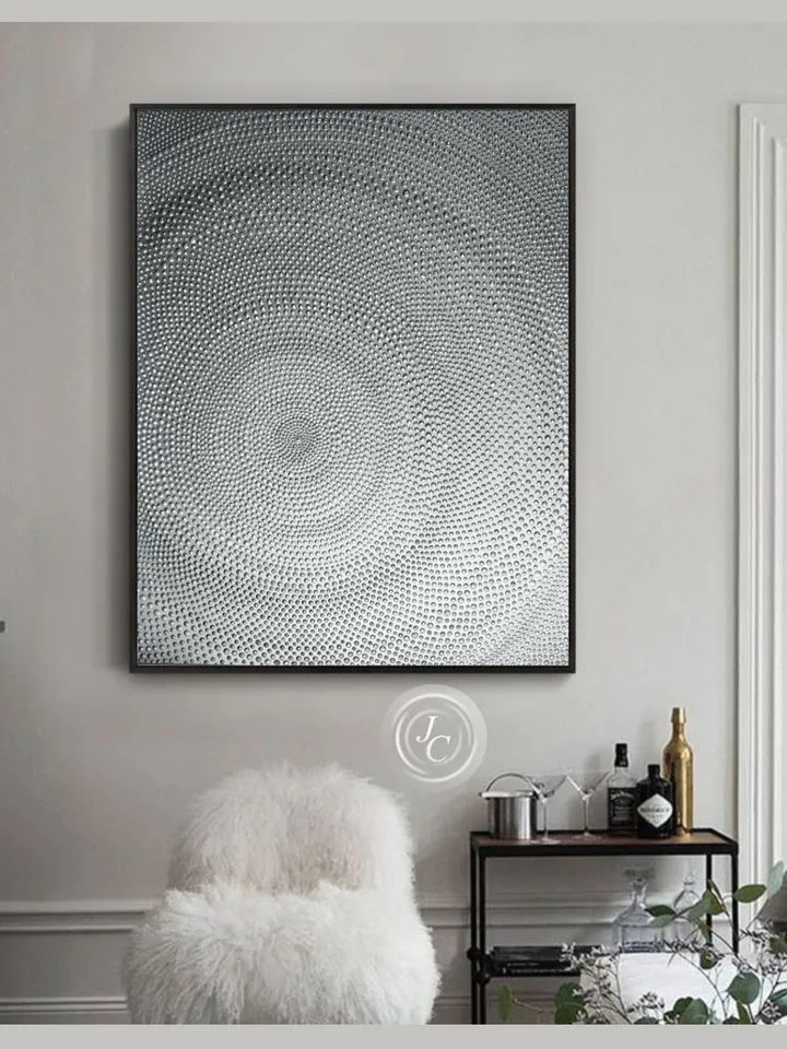 Glittery Silver Painting Textured artwork Silver Abstract Wall Art Original painting Modern Wall decor