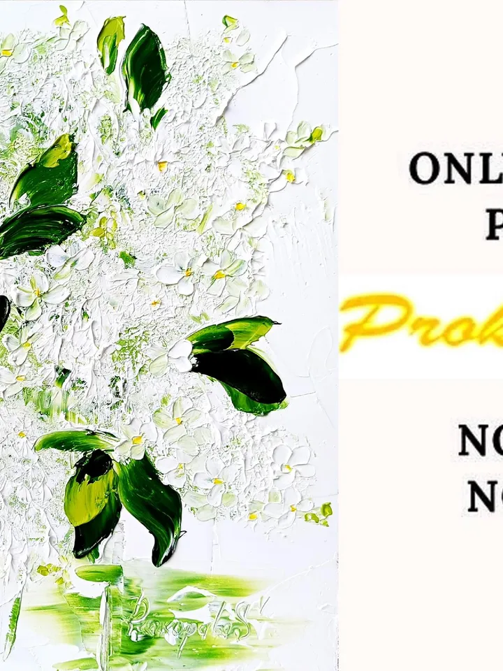 White Lilac Oil Painting Modern Floral Wall Art Original Impasto Flower Painting Unique Gift for Art Lovers 10x10 by ArtProkopaloSv