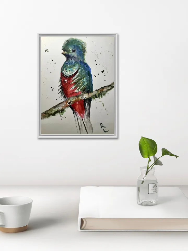Quetzal bird original watercolour painting,exotic birds painting,watercolor birds wall art,small painting gift,original birds painting.