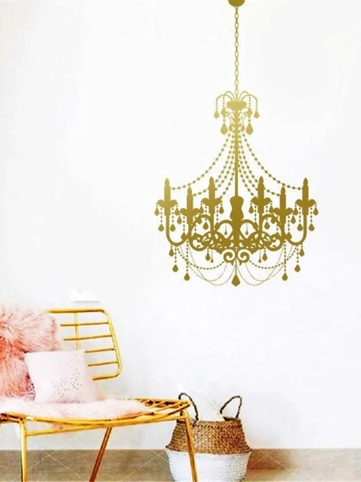 Chandelier Wall Decal - Chandelier Wall Sticker, Luster Wall Decal, Chandelier Wall Sticker, Bedroom Decal, House Wall Sticker rta532