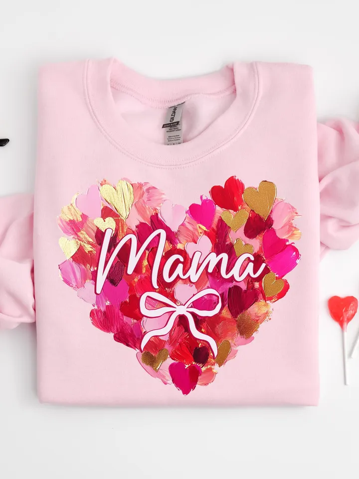 Valentine Day Heart Brushstroke png, Valentine Mama coquette png, Valentines png, Pink Bow png, Pink Mama png, Mama Valentines png, Mama png