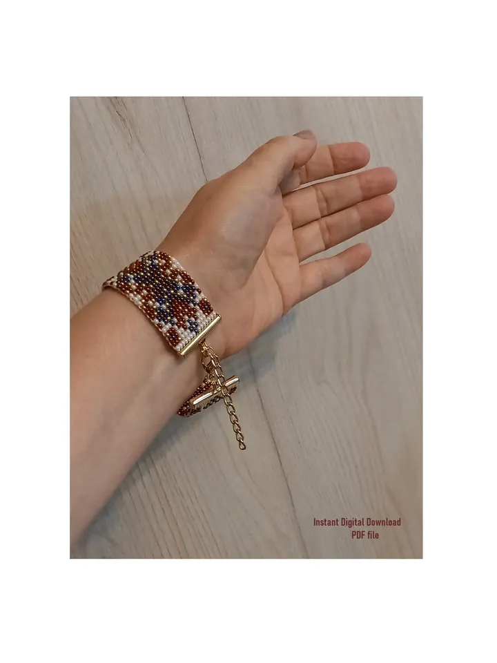 Cuff Bracelet patterns in Loom-Square Stitch technique for Miyuki Delicas and Preciosa. Instant Download