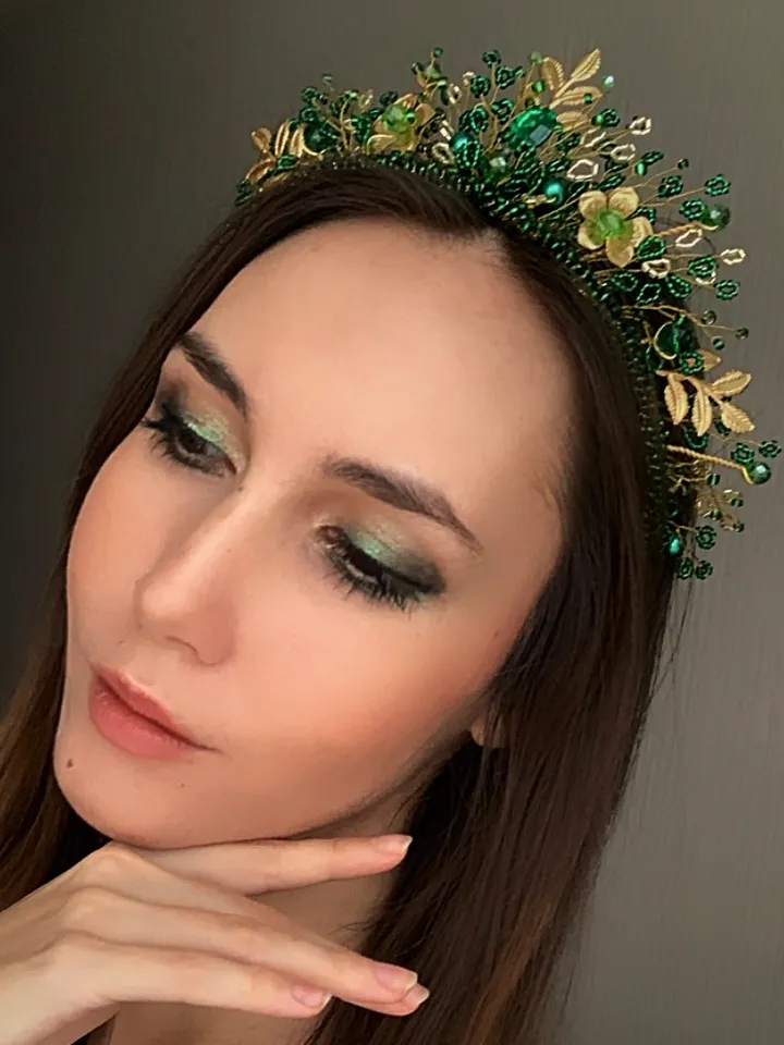 Green crown, Gold green crown, Silver Green crown, Emerald crown, Emerald tiara, Emerald diadem, Emerald headpiece, Green tiara, Elven crown, Elven tiara, Elven diadem, Wedding crown, Forest wedding, boho accessories, elf tiara, emerald wedding